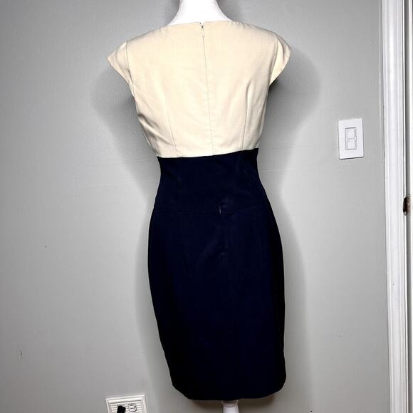 Calvin Klein Sheath Dress Size 6 Color Block Stretch Asymmetrical Neckline - Picture 5 of 12